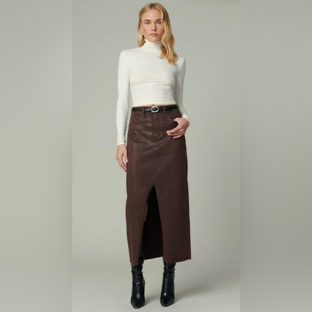 NWT Joe’s Jeans Eva Maxi Coated Brown Skirt, Size 28